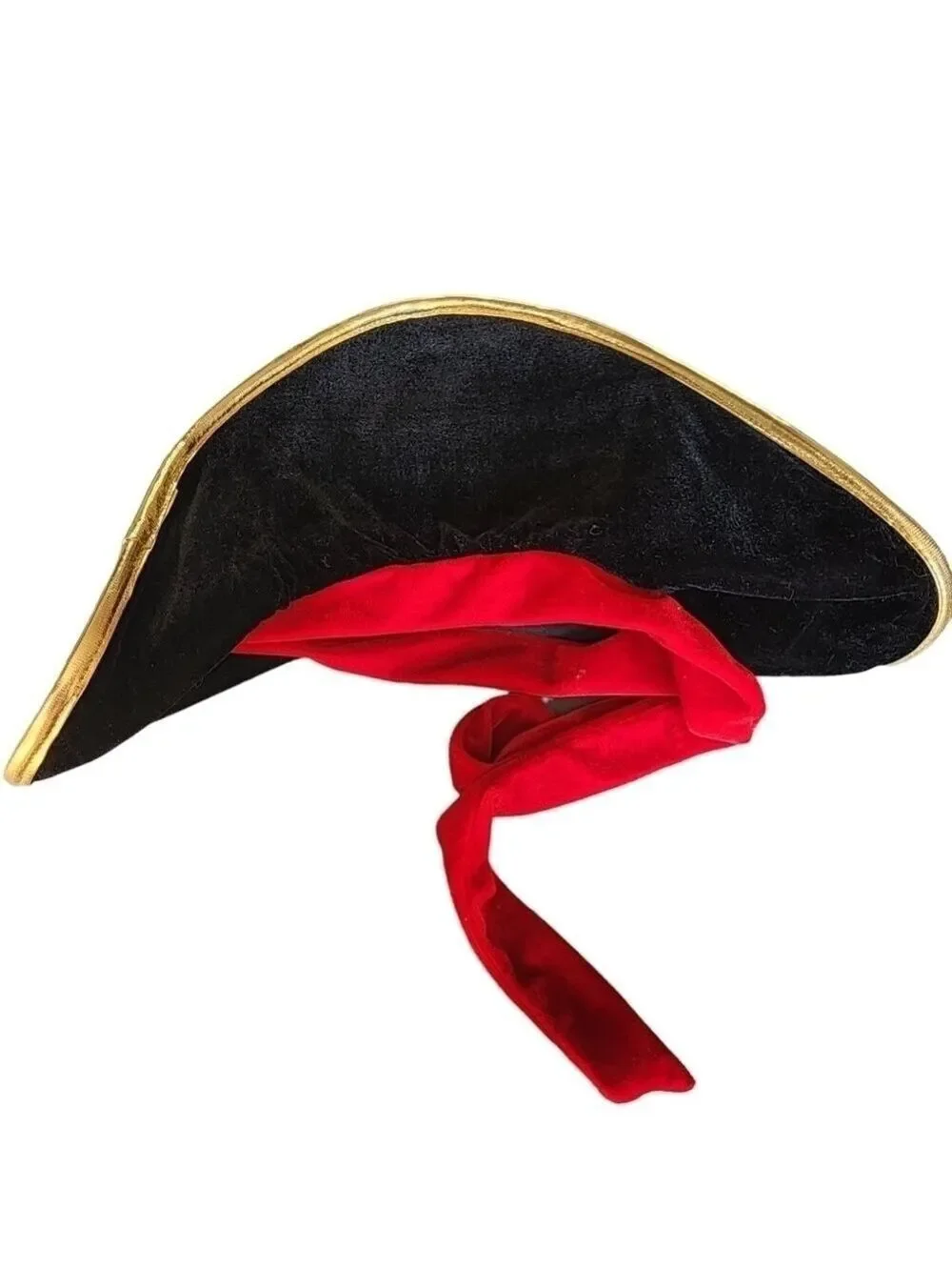 Elope Large Black velvet Pirate costume hat with Skull and Crossbones Halloween